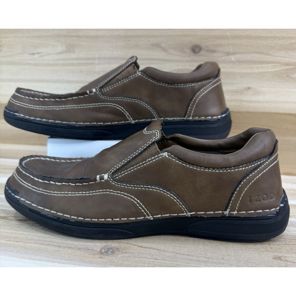 Izod Charlie Dark Tan Brown Slip On Loafer Memory Foam Men’s Size 9M